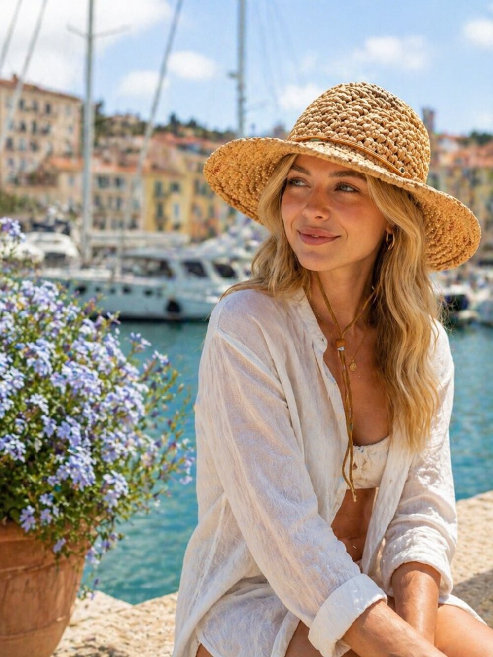August Accessories Straw Hat Adjustable strap